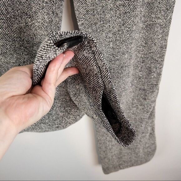 𝅺Bebe Womens Black Herringbone Tweed Trouser Size 4 Y2K Wool Silk Mid Rise - Picture 5 of 9